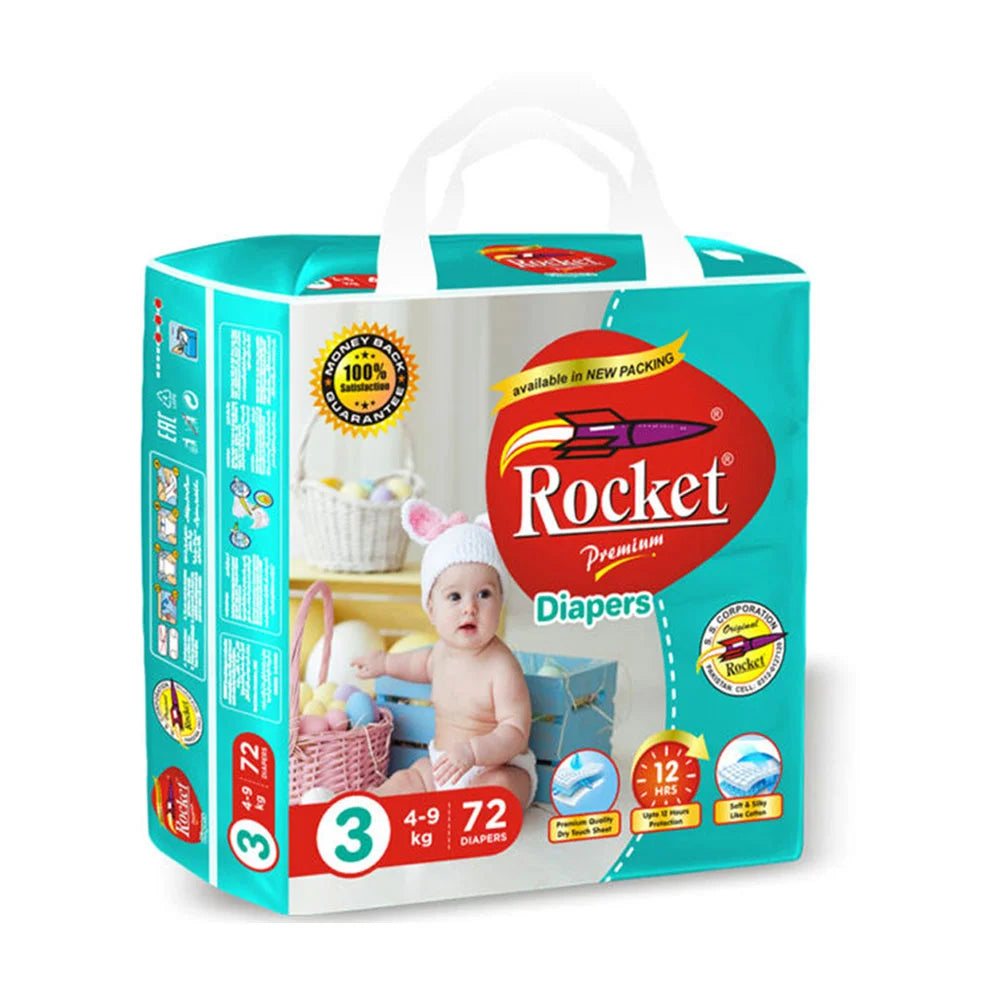 Rocket Premium Diapers Medium(72 Pcs) – Afzal Wholesaler